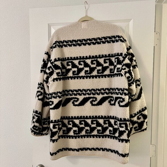 Isabel Marant Etoile Black Himemma Sherpa Tribal Print Reversible Coat Jacket - Picture 3 of 8